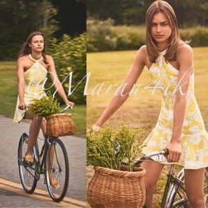 NWT Alexis Solana Floral Mini Jacquard Dress In Yellow , M